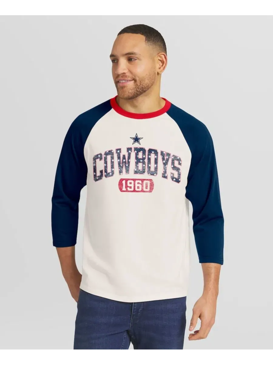 Футболка с рукавом 3/4 и принтом Americana Dallas Cowboys Fanatics — изображение 1 из 4, белый темно-синий