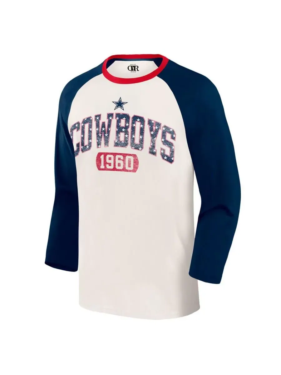Футболка с рукавом 3/4 и принтом Americana Dallas Cowboys Fanatics — изображение 2 из 4, белый темно-синий