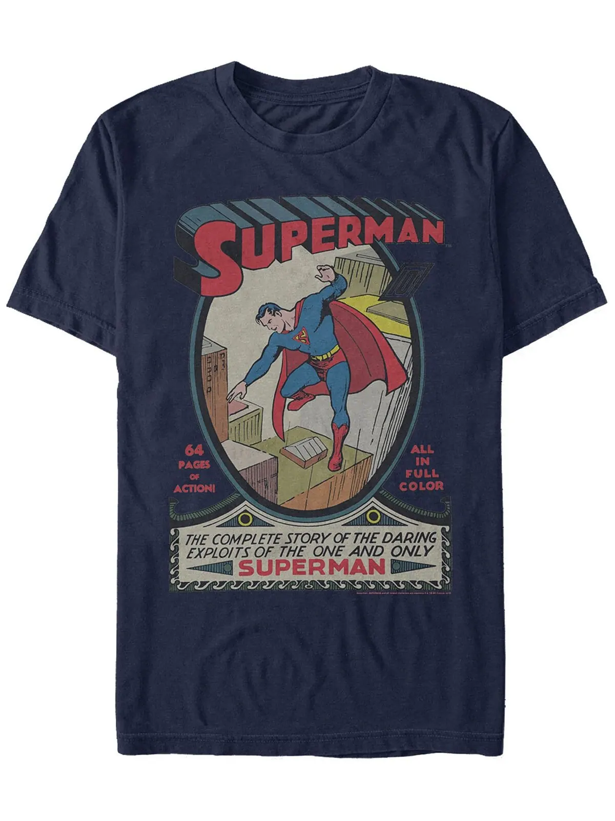 Мужская футболка с коротким рукавом dc superman the complete story comic cover Fifth Sun — изображение 1 из 1, темно-синий
