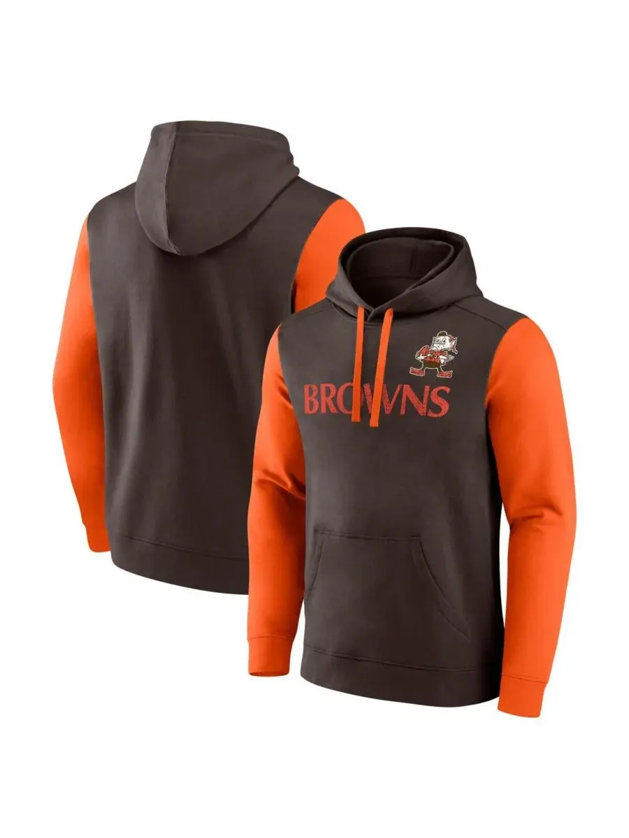Fanatics Мужская флисовая толстовка с капюшоном Cleveland Browns коричневого/оранжевого цвета — изображение 1 из 3