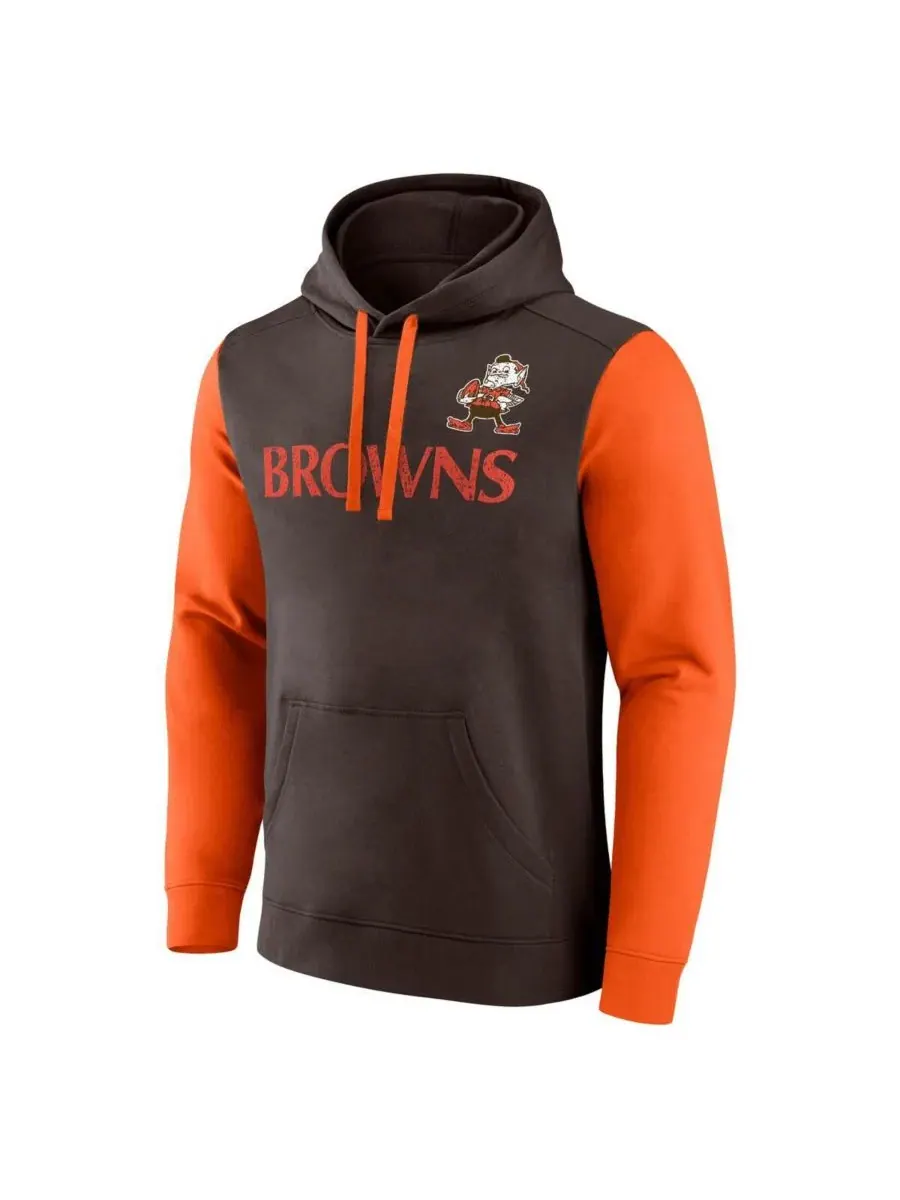 Fanatics Мужская флисовая толстовка с капюшоном Cleveland Browns коричневого/оранжевого цвета — изображение 2 из 3