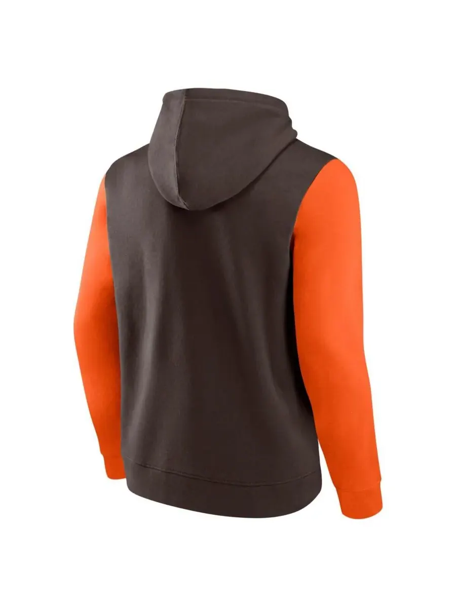 Fanatics Мужская флисовая толстовка с капюшоном Cleveland Browns коричневого/оранжевого цвета — изображение 3 из 3