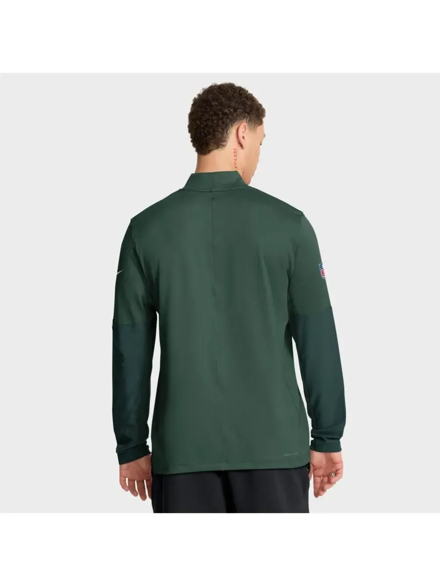 Nike Мужская зеленая толстовка Green Bay Packers Sideline Dri-FIT с застежкой-молнией до середины — изображение 2 из 5