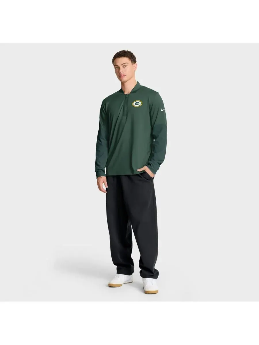 Nike Мужская зеленая толстовка Green Bay Packers Sideline Dri-FIT с застежкой-молнией до середины — изображение 3 из 5
