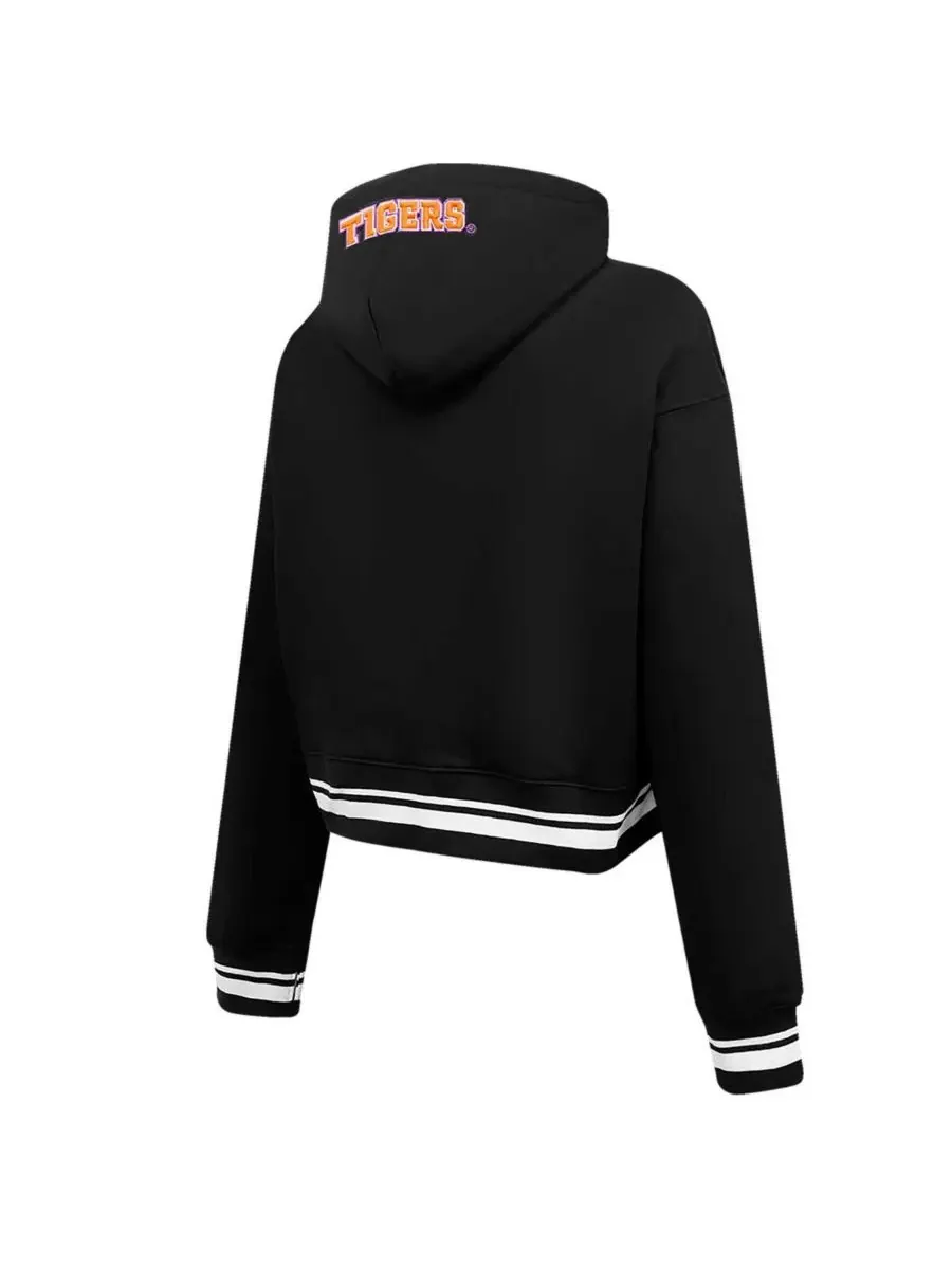 Pro Standard Женская черная флисовая укороченная толстовка с капюшоном Clemson Tigers Script Tail — изображение 3 из 4