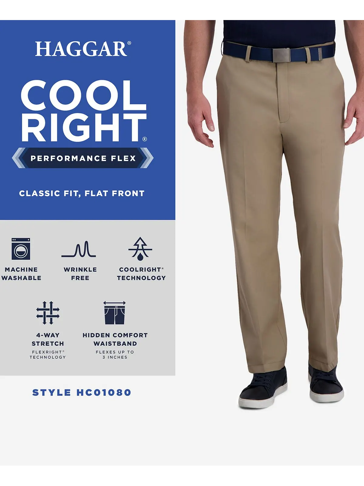 Брюки классического кроя cool right performance flex с плоским передом Haggar — 10