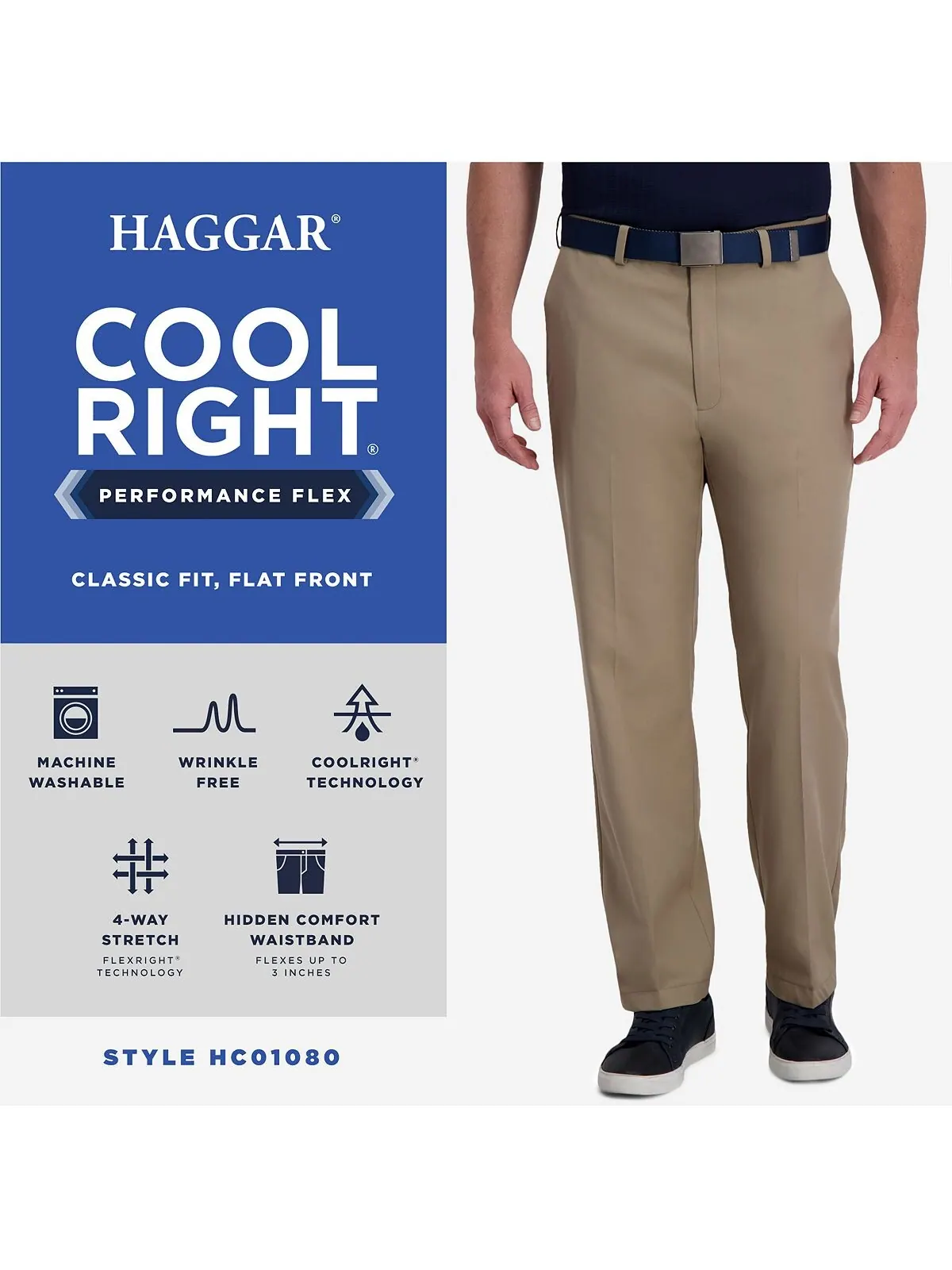 Брюки классического кроя cool right performance flex с плоским передом Haggar — 8