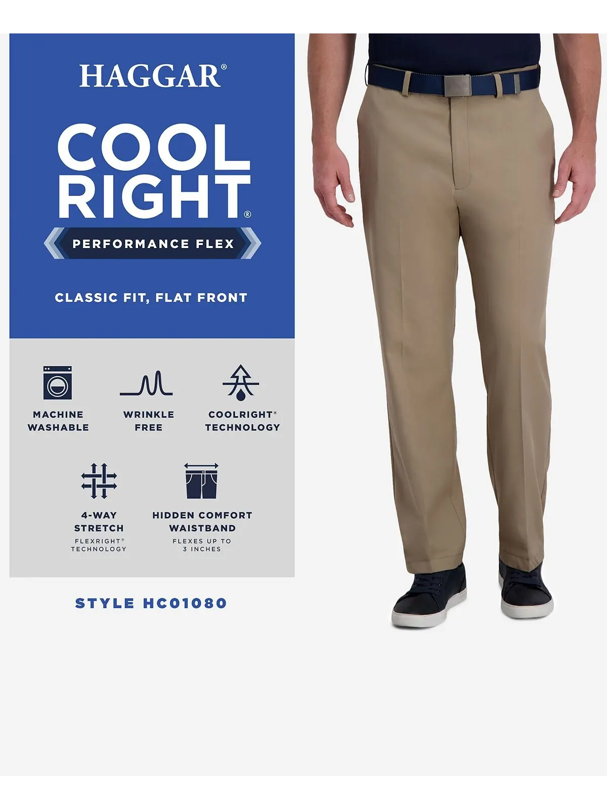 Брюки классического кроя cool right performance flex с плоским передом Haggar — 9