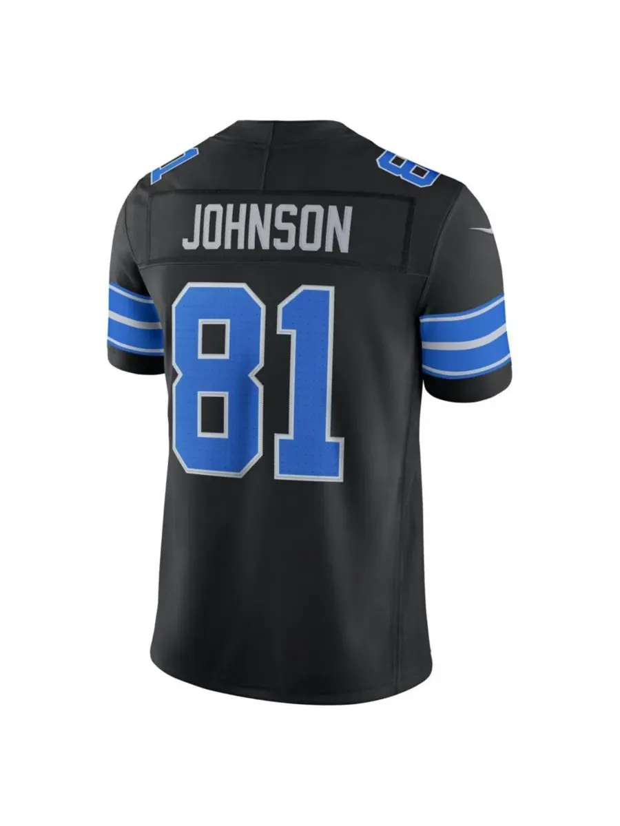 Мужская реплика джерси Nike Calvin Johnson Black Detroit Lions Alternate Vapor F.U.S.E. Stitched — изображение 3 из 3, черный