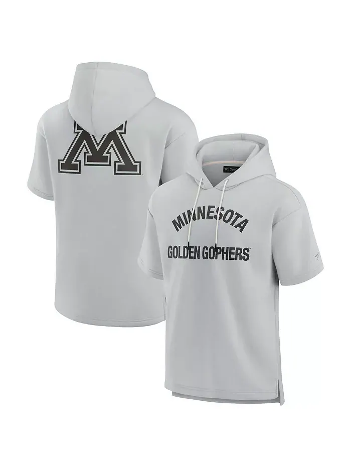 Мужская и женская серая толстовка Minnesota Golden Gophers с коротким рукавом из супермягкого флиса — изображение 1 из 3