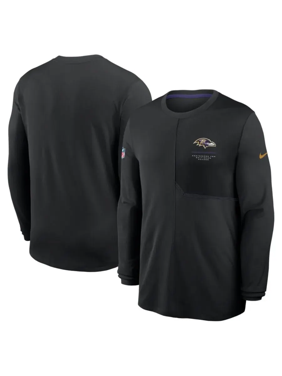 Лонгслив с длинным рукавом Black Baltimore Ravens Sideline Coaches UV Dri-FIT Nike — изображение 1 из 3, черный