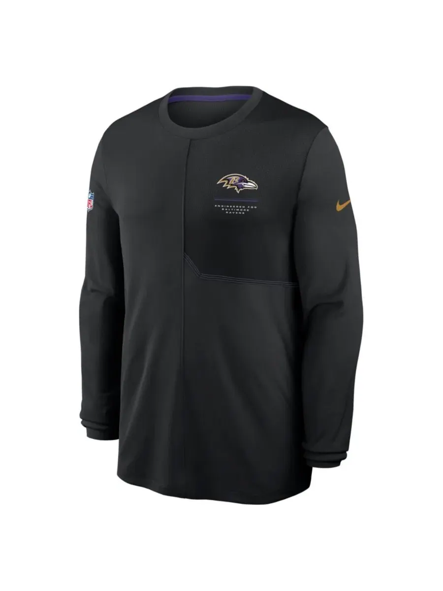 Лонгслив с длинным рукавом Black Baltimore Ravens Sideline Coaches UV Dri-FIT Nike — изображение 2 из 3, черный