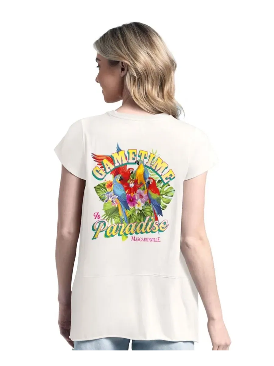 Футболка с принтом Gametime Is Paradise Margaritaville — изображение 2 из 2, бежевый