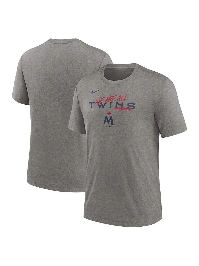 Мужская футболка Heather Grey Minnesota Twins We Are All Tri-Blend Nike — изображение 1 из 3, серый