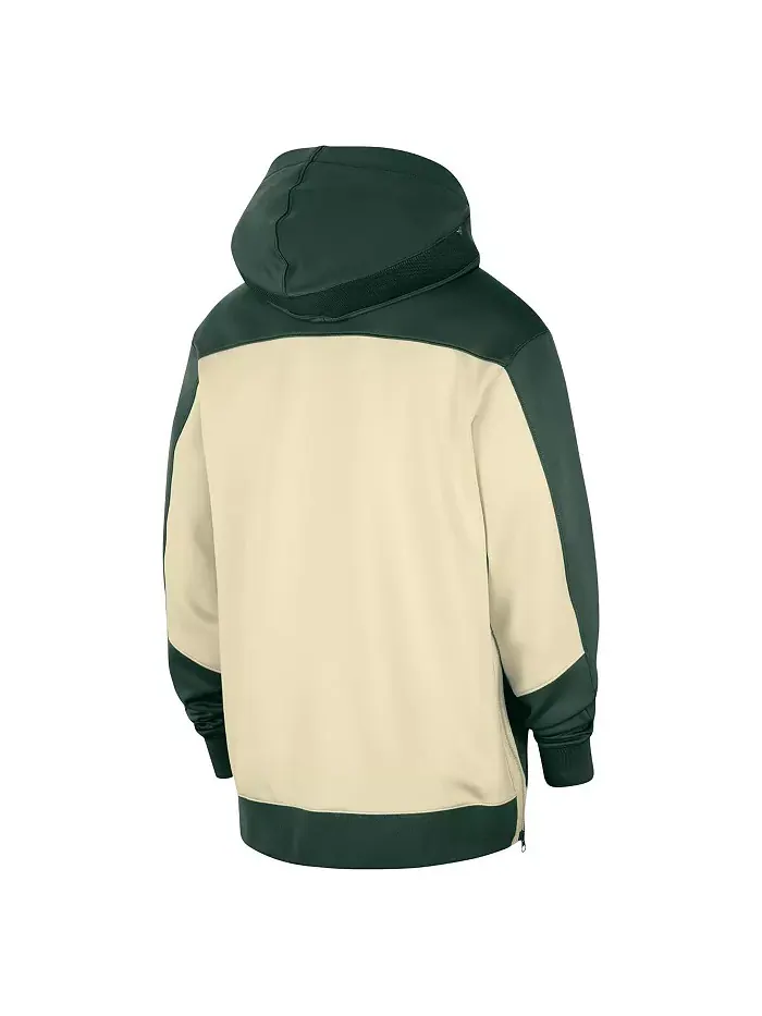 Мужская худи с молнией Milwaukee Bucks Authentic On-Court Showtime Performance цвета хаки Nike — изображение 3 из 3