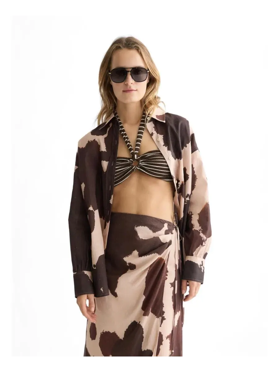Женская рубашка из льняной смеси с принтом, с коротким рукавом, модель Desert Floral SCOTCH & SODA — изображение 1 из 5