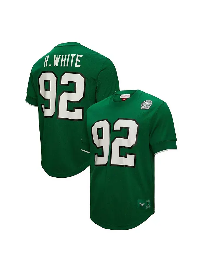 Мужская футболка с сеткой Reggie White Kelly Green Philadelphia Eagles с именем и номером вышедшего — изображение 1 из 4