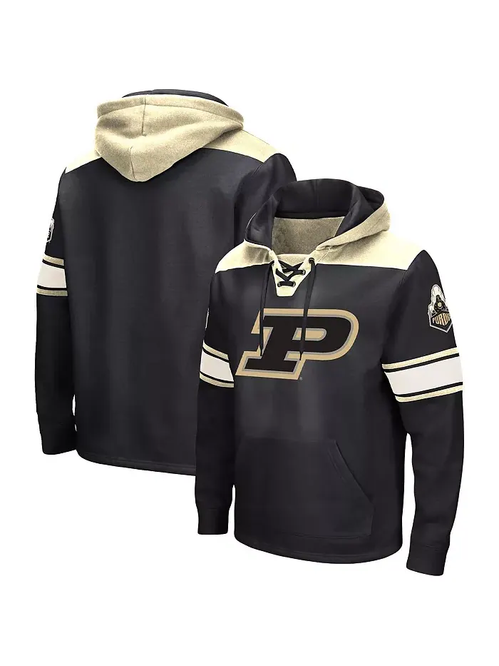 Мужская черная хоккейная толстовка с капюшоном и шнуровкой Purdue Boilermakers больших размеров — изображение 1 из 3