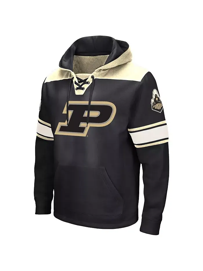 Мужская черная хоккейная толстовка с капюшоном и шнуровкой Purdue Boilermakers больших размеров — изображение 2 из 3