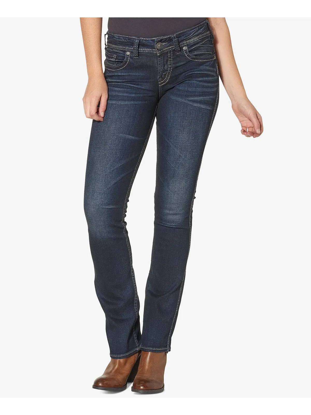 Джинсы suki со средней посадкой curvy slim bootcut Silver Jeans Co. — изображение 1 из 5, синий
