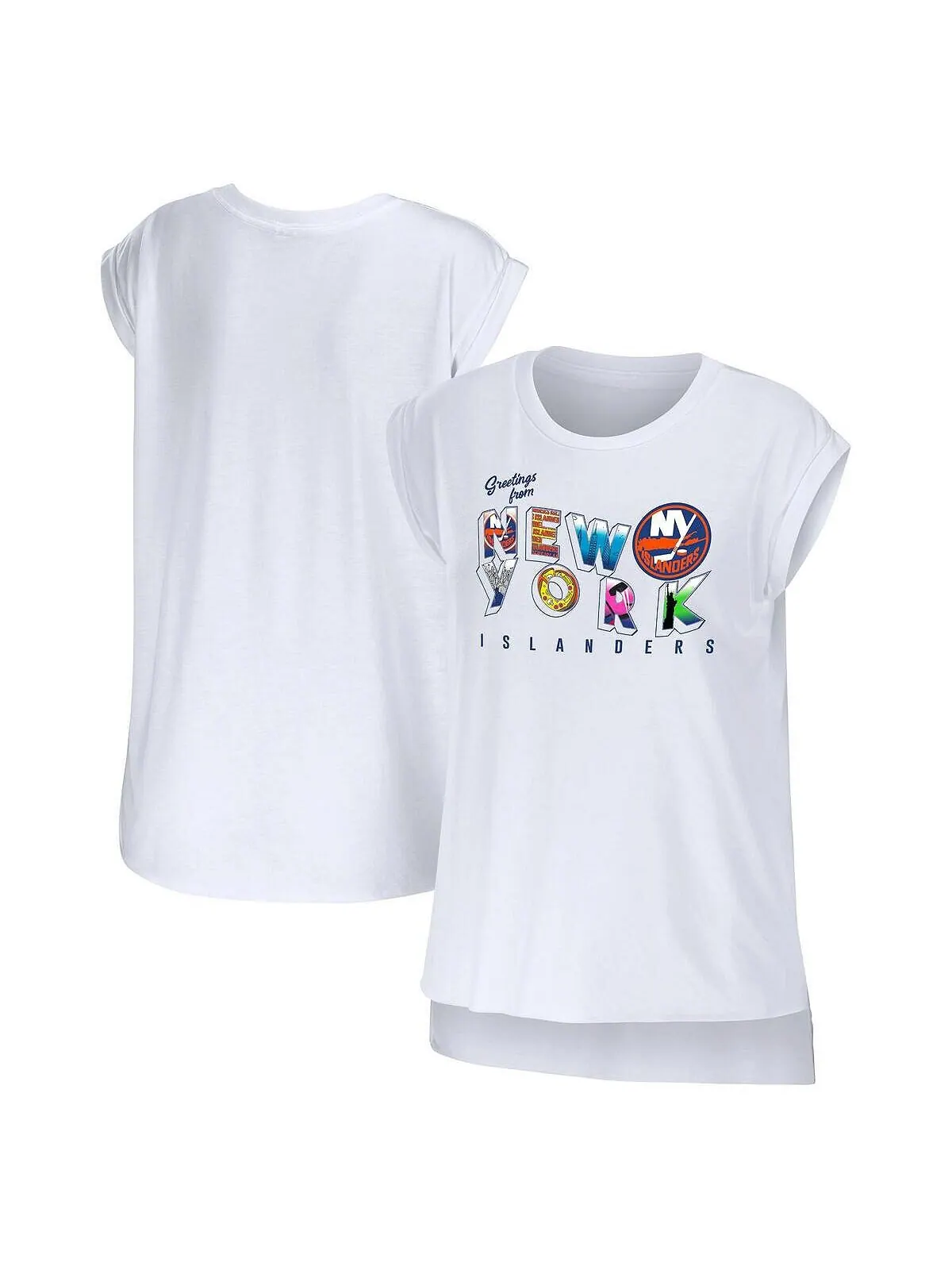 Женская белая футболка New York Islanders Greeting From Muscle WEAR by Erin Andrews — изображение 1 из 3, белый