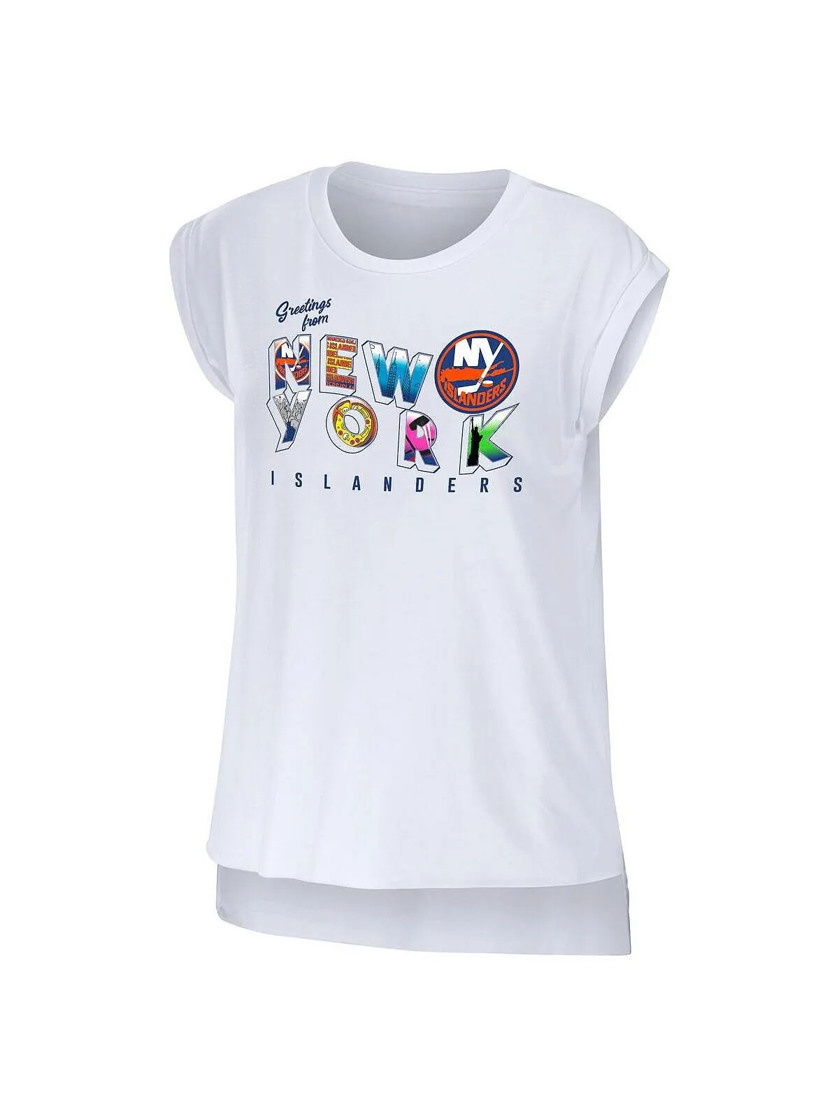 Женская белая футболка New York Islanders Greeting From Muscle WEAR by Erin Andrews — изображение 2 из 3, белый
