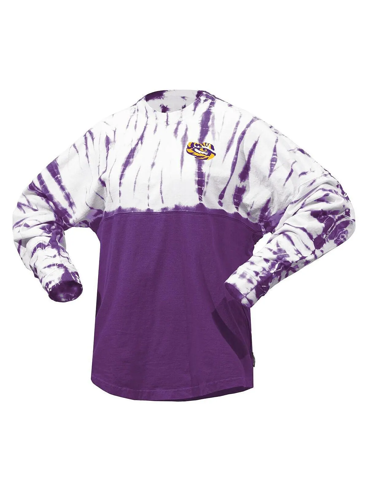 Женская фиолетовая трикотажная футболка с длинными рукавами LSU Tigers Tie-Dye Spirit Jersey — изображение 2 из 3, фиолетовый