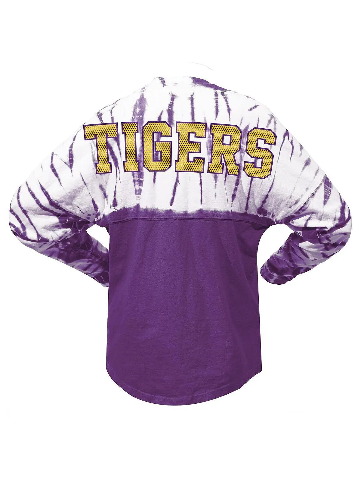 Женская фиолетовая трикотажная футболка с длинными рукавами LSU Tigers Tie-Dye Spirit Jersey — изображение 3 из 3, фиолетовый