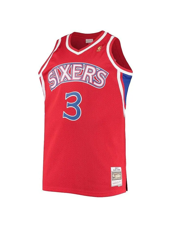 Мужское джерси Allen Iverson Red Philadelphia 76ers Big and Tall Hardwood Classics Swingman Player — изображение 3 из 3