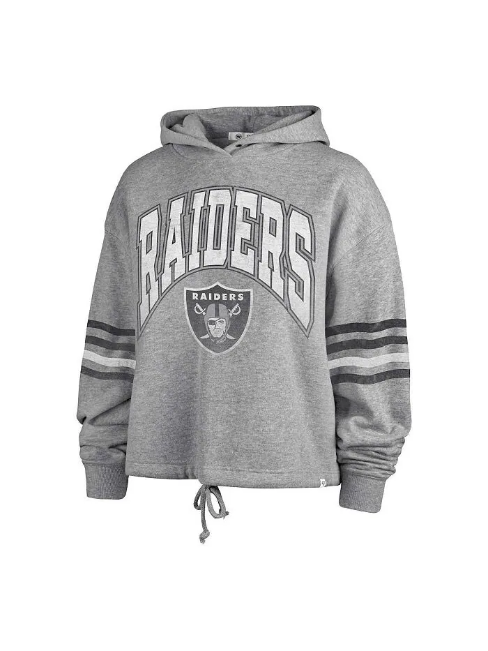 Женский пуловер с капюшоном Heather Grey Las Vegas Raiders Upland Bennett '47 Brand — изображение 2 из 3, серый
