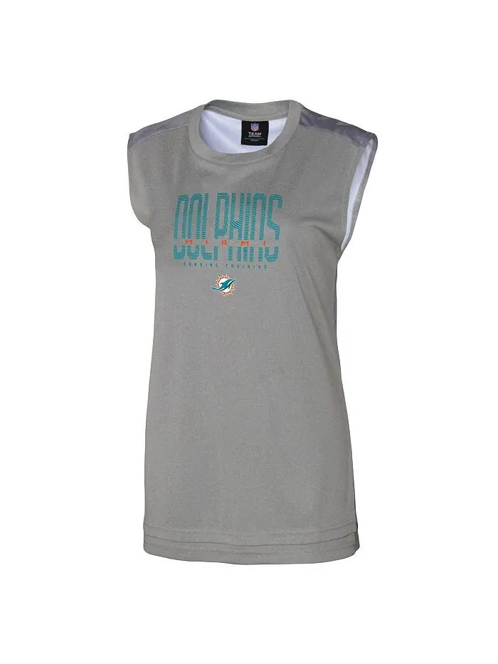 Женская серая майка Miami Dolphins No Sweat Outerstuff — изображение 2 из 3, серый