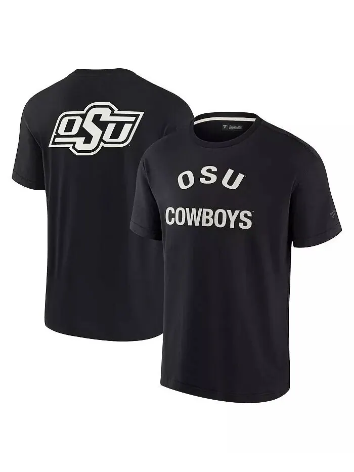 Черная мужская и женская супермягкая футболка с короткими рукавами Oklahoma State Cowboys Fanatics