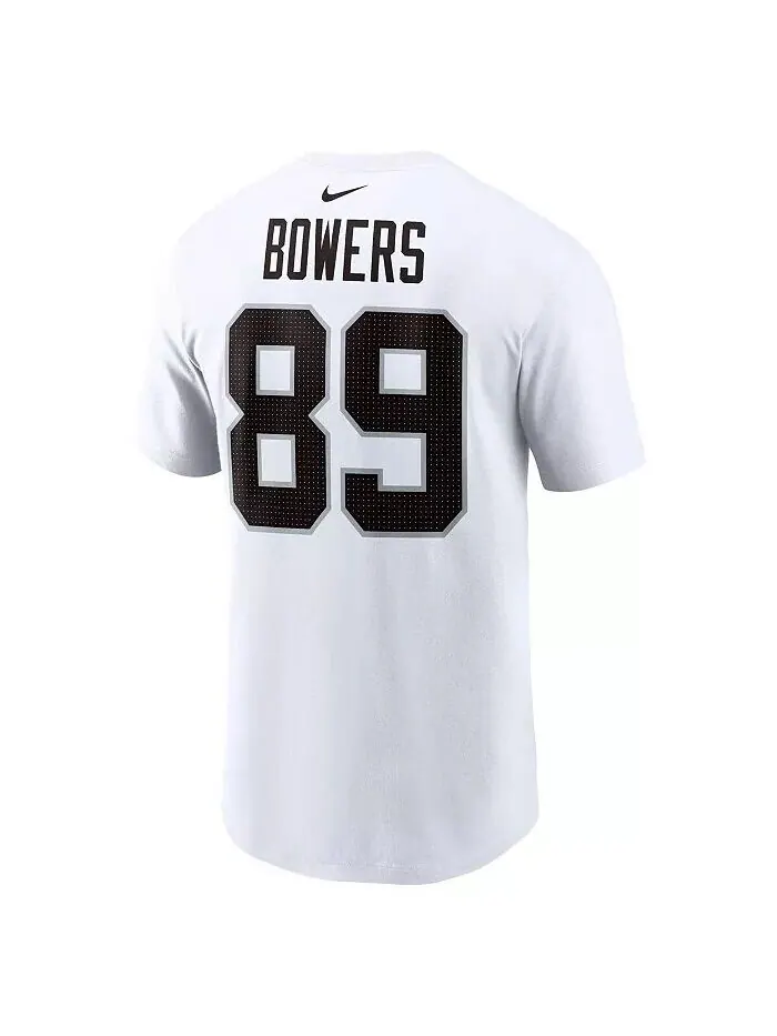 Мужская белая футболка Brock Bowers Las Vegas Raiders с именем и номером Nike — изображение 2 из 3