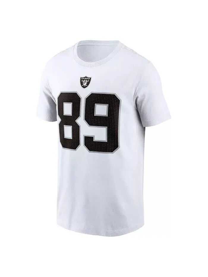 Мужская белая футболка Brock Bowers Las Vegas Raiders с именем и номером Nike — изображение 3 из 3