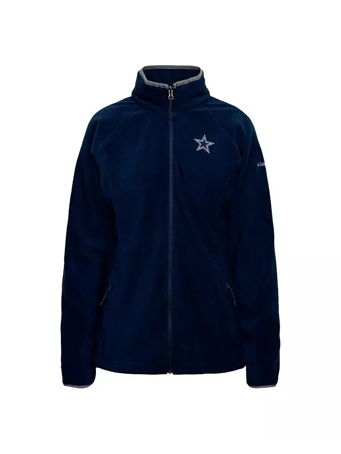 Женская флисовая куртка-реглан с застежкой-молнией Navy Dallas Cowboys Give and Go III Columbia — изображение 2 из 3