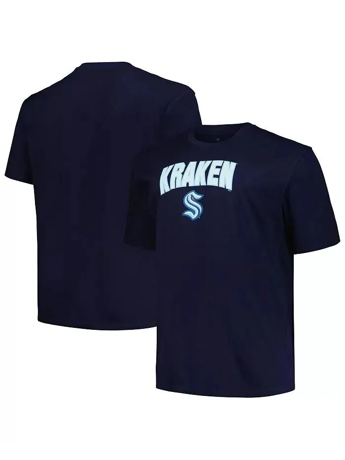 Футболка мужская темно-синяя Seattle Kraken Big and Tall Arch Over с логотипом Profile