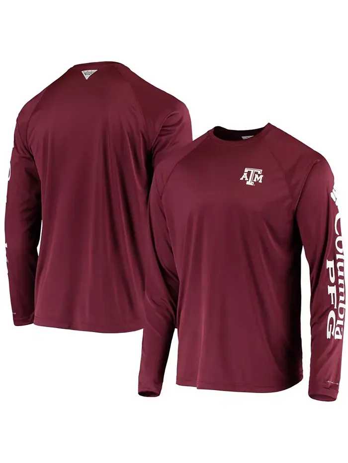 Мужская футболка с длинным рукавом PFG Maroon Texas A&M Aggies Terminal Tackle Omni-Shade Columbia — изображение 1 из 3