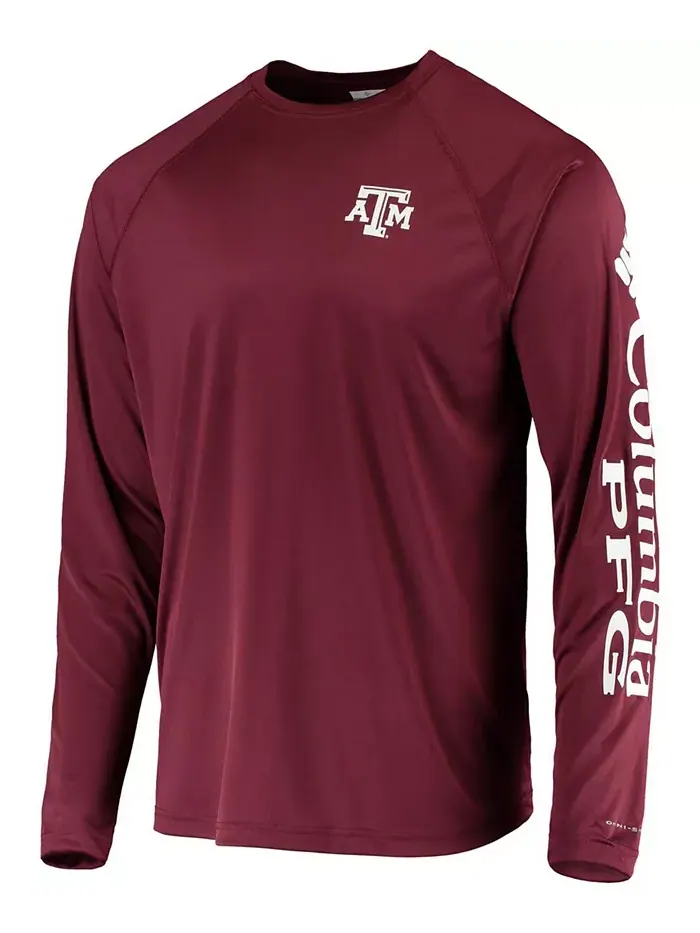 Мужская футболка с длинным рукавом PFG Maroon Texas A&M Aggies Terminal Tackle Omni-Shade Columbia — изображение 3 из 3