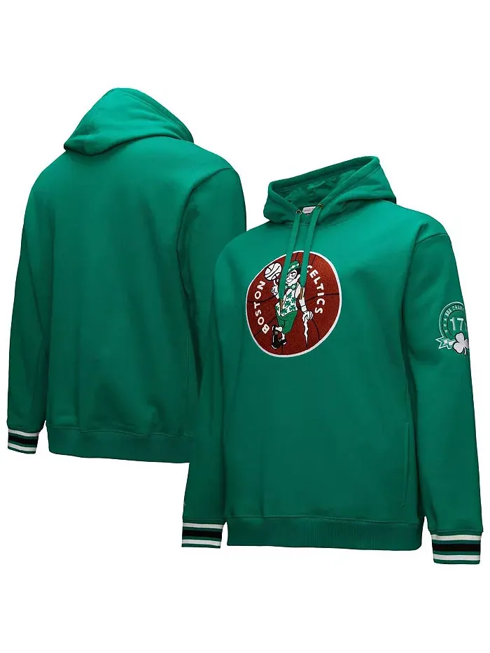Мужская толстовка с капюшоном Kelly Green Boston Celtics Chainstitch Applique Vintage Heavyweight — изображение 1 из 5