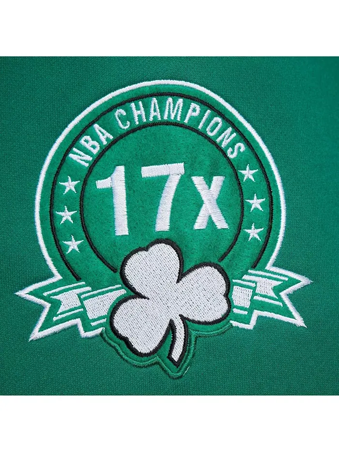 Мужская толстовка с капюшоном Kelly Green Boston Celtics Chainstitch Applique Vintage Heavyweight — изображение 2 из 5