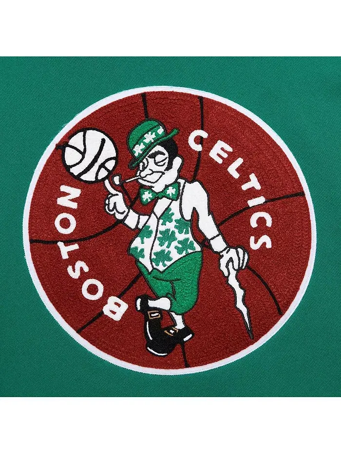 Мужская толстовка с капюшоном Kelly Green Boston Celtics Chainstitch Applique Vintage Heavyweight — изображение 3 из 5