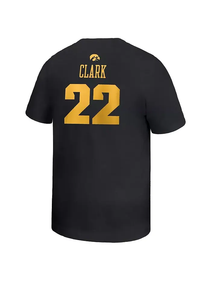 Футболка Big Boys and Girls Caitlin Clark Black Iowa Hawkeyes Retired Player Name Number Core Nike — изображение 2 из 3