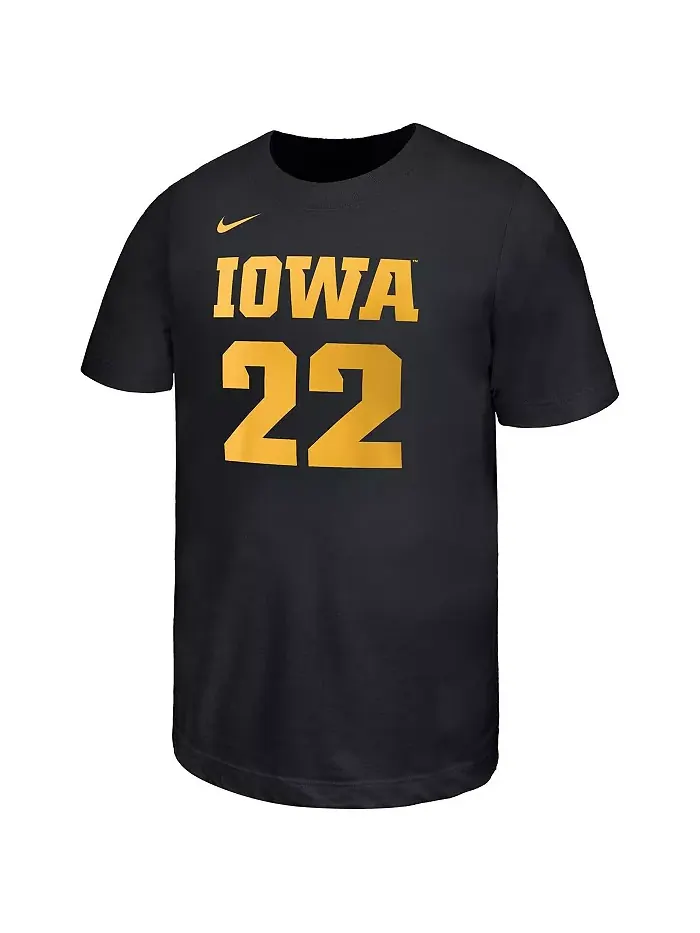 Футболка Big Boys and Girls Caitlin Clark Black Iowa Hawkeyes Retired Player Name Number Core Nike — изображение 3 из 3