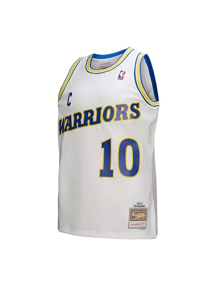 Мужская майка Tim Hardaway White Golden State Warriors Hardwood Classics 1990/91 Swingman Mitchell — изображение 5 из 5
