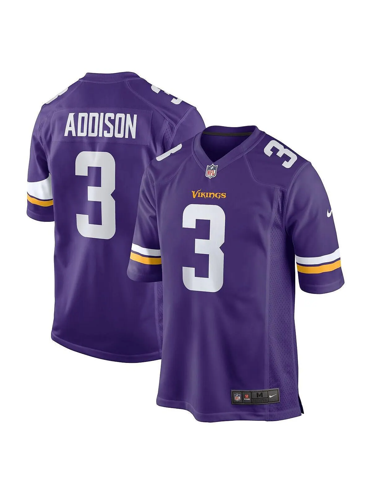 Мужское джерси Jordan Addison Purple Minnesota Vikings первого раунда драфта НФЛ 2023 года Nike — изображение 1 из 3