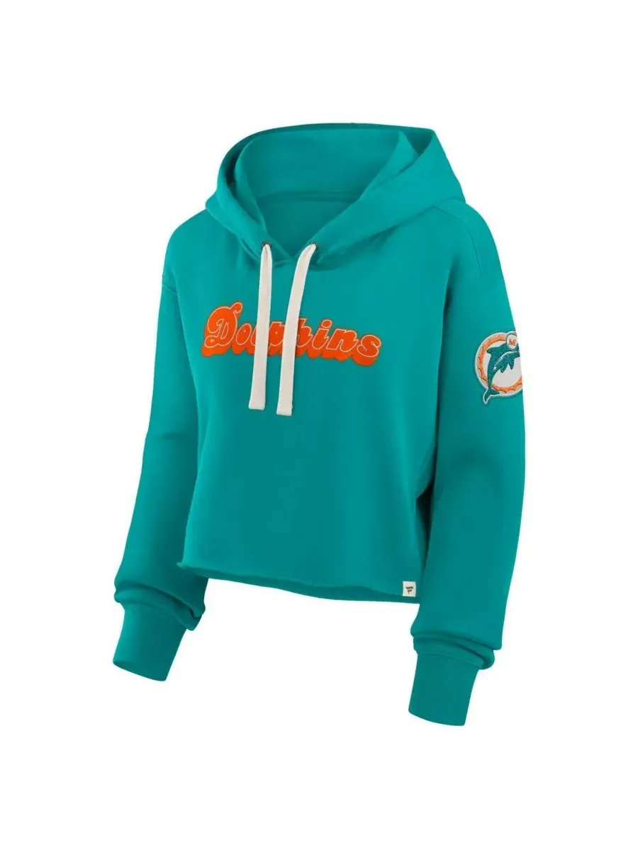 Женская укороченная толстовка Aqua Miami Dolphins Oversized Hometown Heritage Fanatics — изображение 2 из 3, голубой