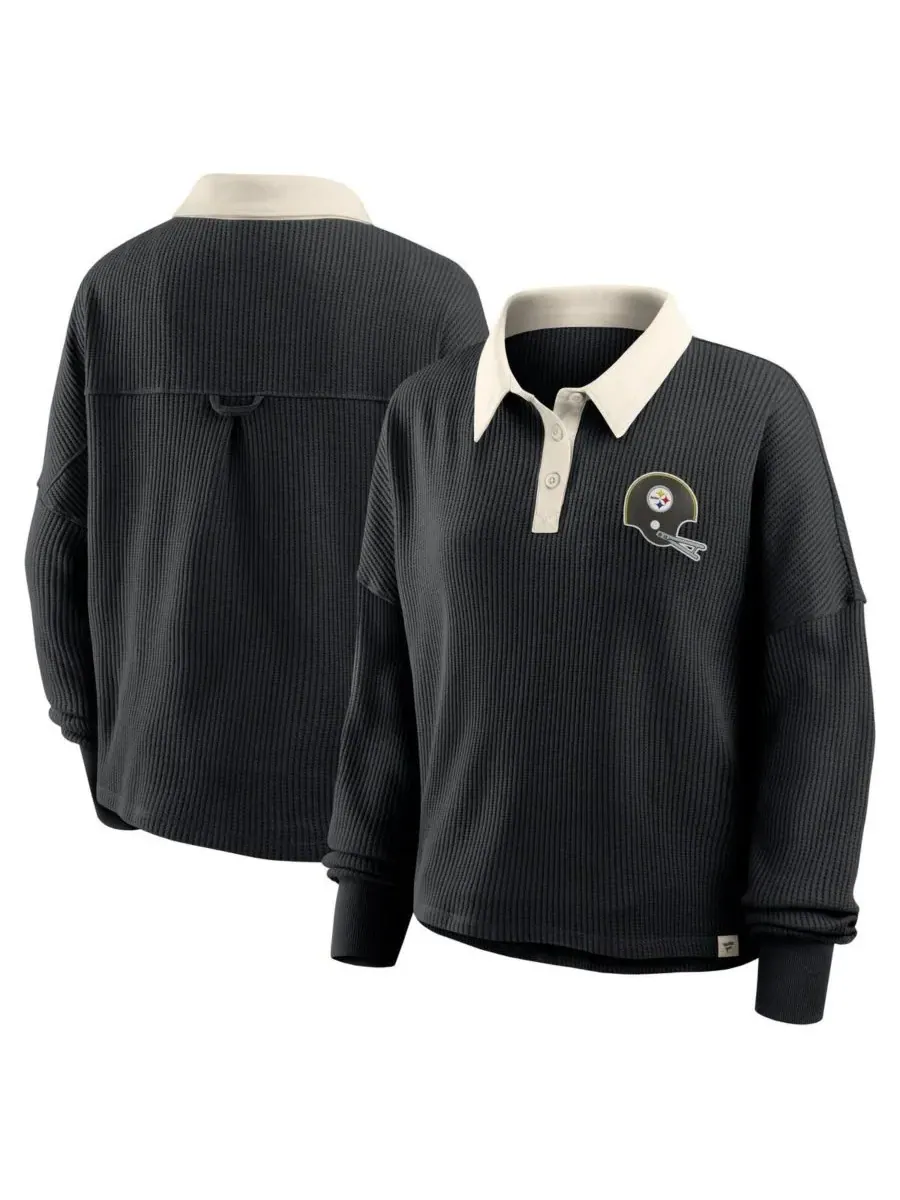 Fanatics Женская черная термофутболка с длинным рукавом Pittsburgh Steelers Oversized Hometown — изображение 1 из 3, черный