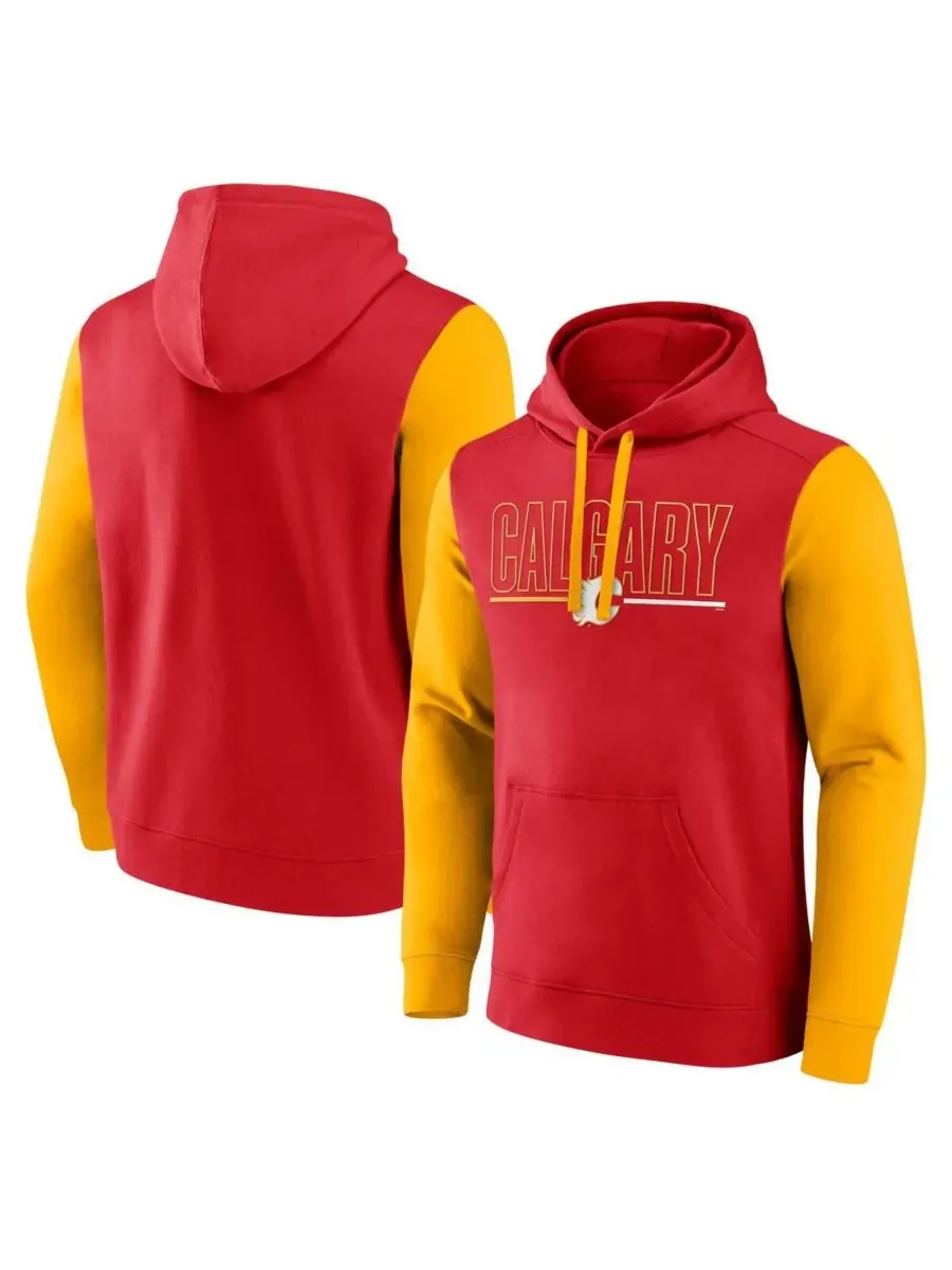 Logo Athletic Мужская красная флисовая толстовка с капюшоном Calgary Flames Deliver — изображение 1 из 3, красный