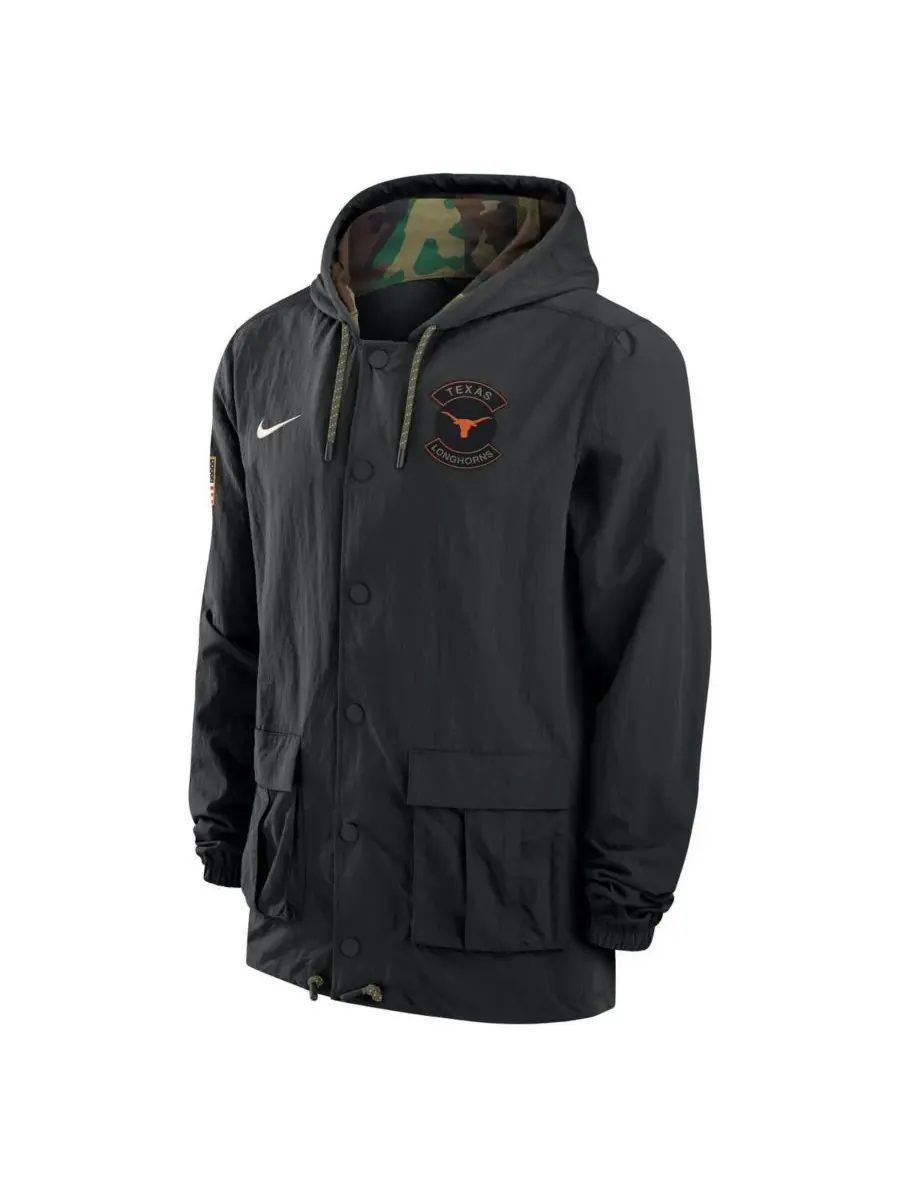 Nike Мужская черная куртка Texas Longhorns 2025 NCAA в знак благодарности военнослужащим — изображение 2 из 3, черный