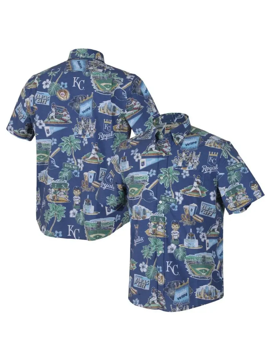 Мужская рубашка на пуговицах Royal Kansas City Royals Scenic Tri-Blend Reyn Spooner — изображение 1 из 3, королевский